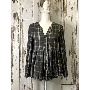 Altar'd State Gray Plaid Blouse